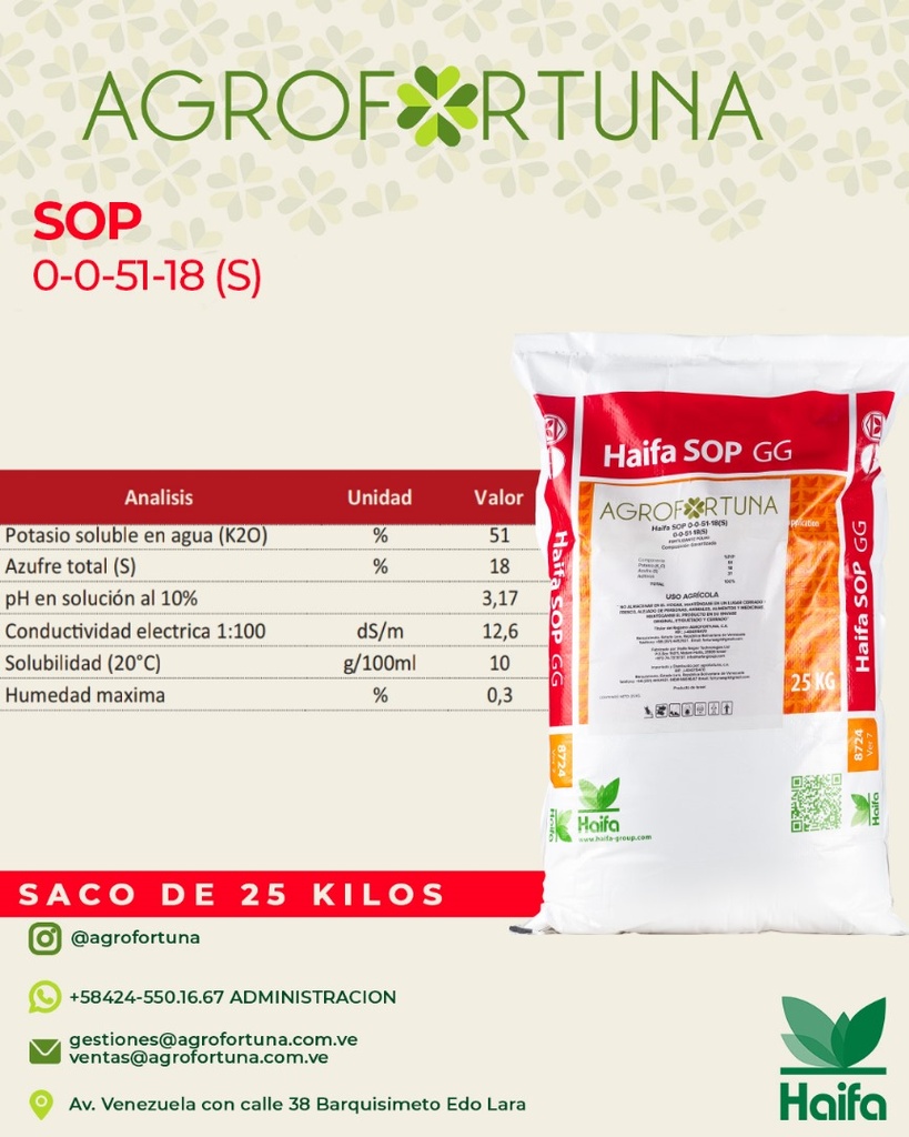 HAIFA SOP 0-0-51 18(S) 25 kilos