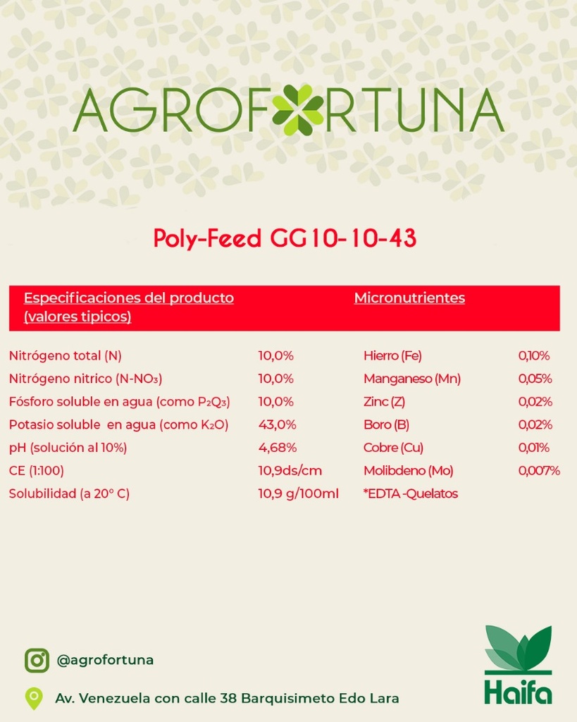 POLY-FEED HAIFA 10-10-43 + ME, 25Kg